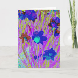 Tarjeta de saludo en blanco 'Purple Daffodils'