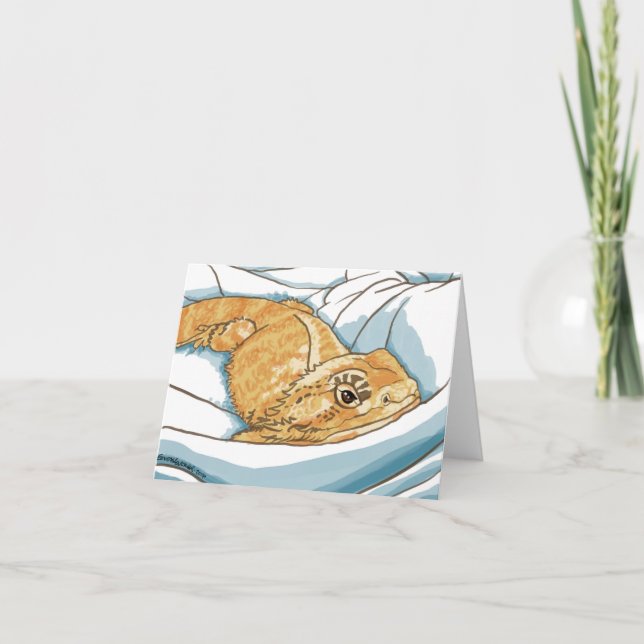 Tarjeta de saludo en blanco Sleepy Beardie (Anverso)