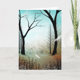 Tarjeta de saludo en blanco Spring Woodland Dragon