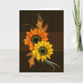 Tarjeta de saludo en blanco Sunflower Fall Season