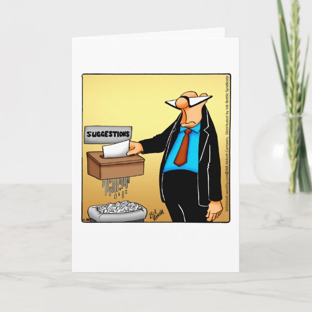 Tarjeta de saludo en blanco y humor en el lugar de (Anverso)