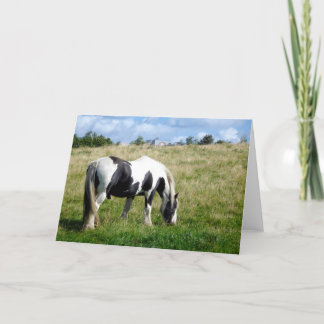 Tarjeta de saludo en blanco y negro para caballos