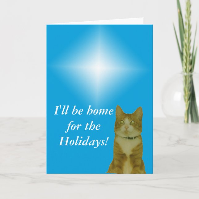 Tarjeta de saludo - Estrella y gato para Navidades (Anverso)