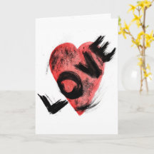 Tarjeta de saludo Expressive Brush Stroke Corazón 