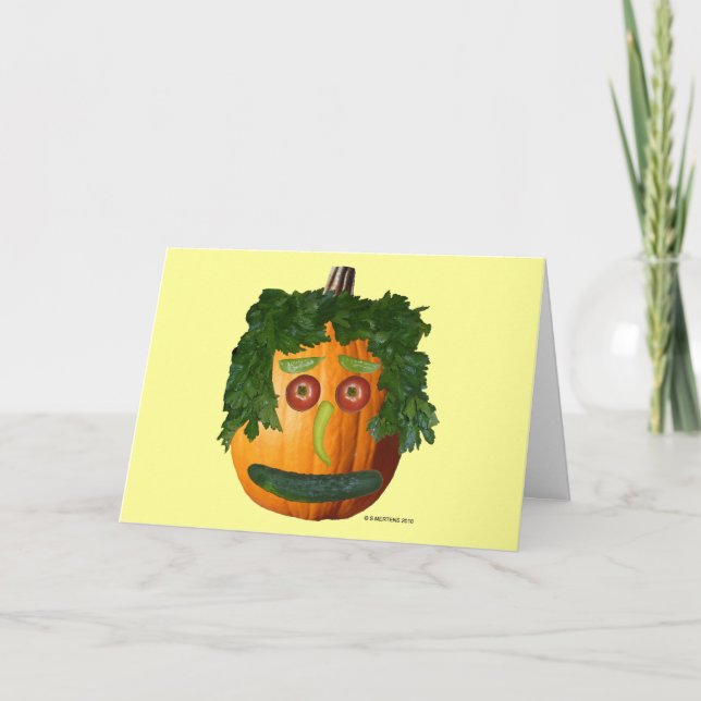 Tarjeta de saludo facial de calabaza sin cortar (Anverso)