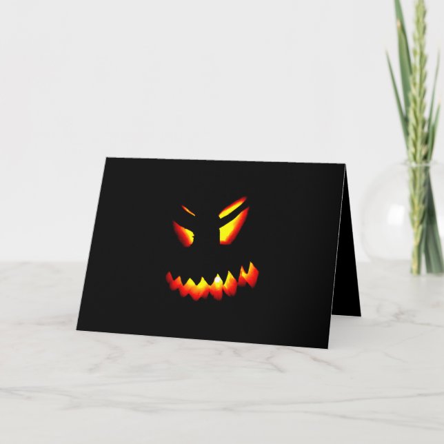 Tarjeta de saludo facial Jack-O-Lantern de Hallowe (Anverso)