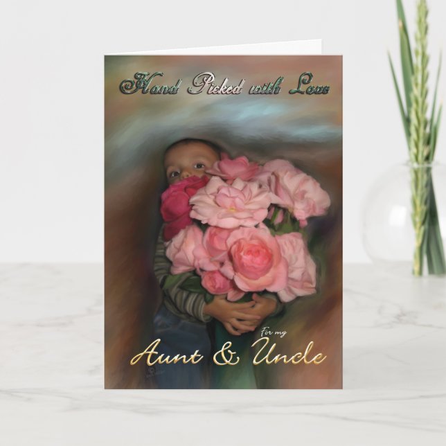 Tarjeta de saludo Feliz Aniversario Tía y Rosas Tí (Anverso)