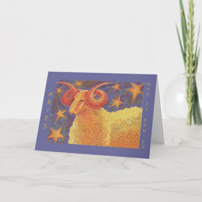 Tarjeta de saludo 'Feliz Cumpleaños' de Zodiac Ari (Anverso)
