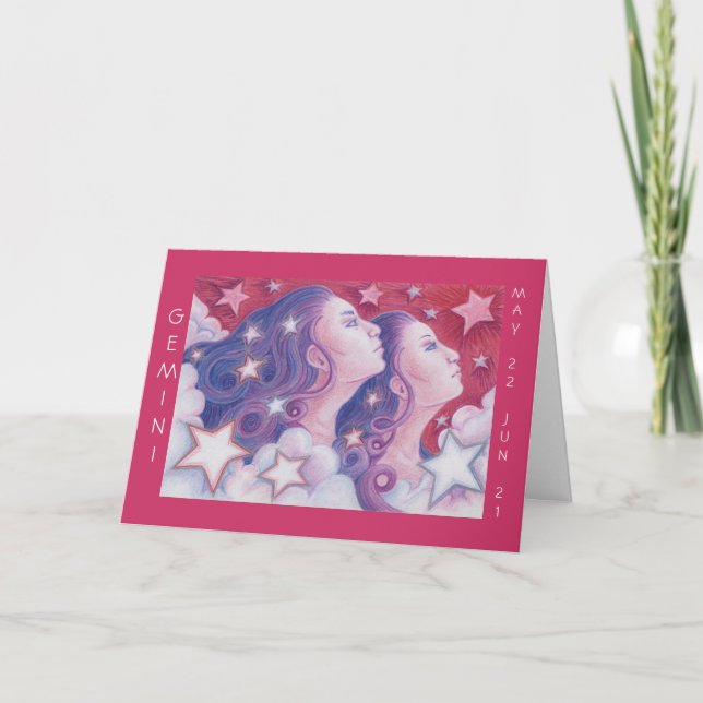 Tarjeta de saludo 'Feliz Cumpleaños' de Zodiac Gem (Anverso)