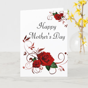 Tarjeta de saludo Feliz Día de la Madre Rosa Roja