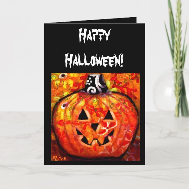 Tarjeta de saludo - Feliz Halloween Jack-O-Lantern (Anverso)