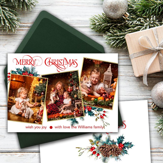Tarjeta de saludo Feliz Navidad con 3 fotos (Subido por el creador)