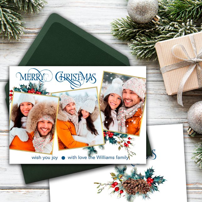 Tarjeta de saludo Feliz Navidad con 3 fotos (Subido por el creador)