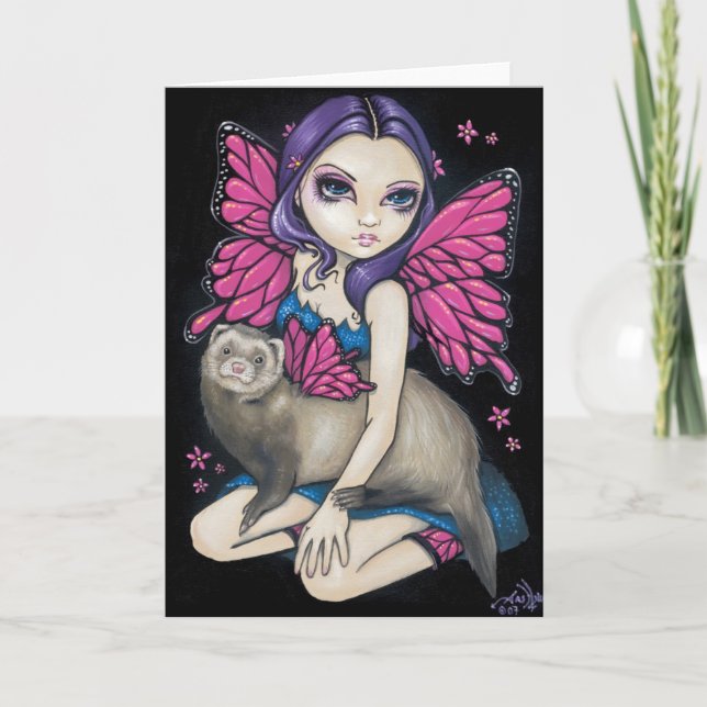 Tarjeta de saludo "Ferret with Butterfly Wings" (Anverso)