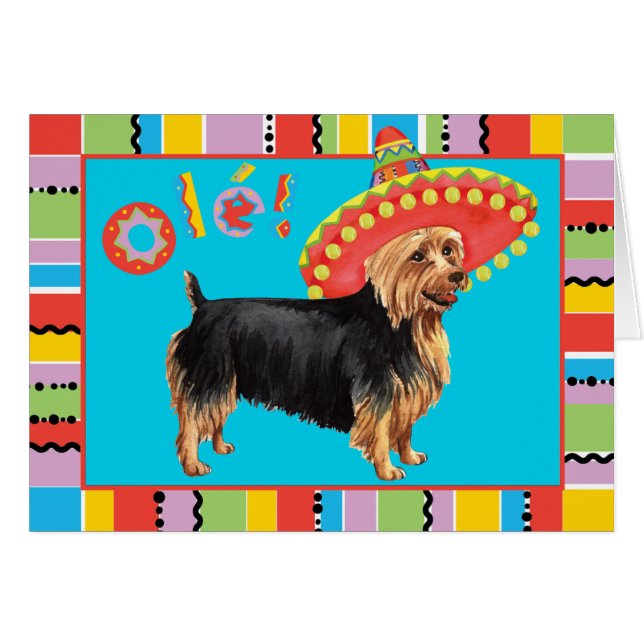 Tarjeta de saludo Fiesta Australian Terrier (Anverso (Horizontal))