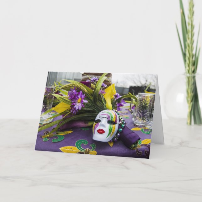 Tarjeta de saludo Fiesta Mardi Gras (Anverso)