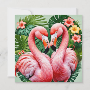 tarjeta de saludo flamingo