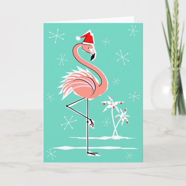 Tarjeta de saludo Flamingo para navidades (Anverso)