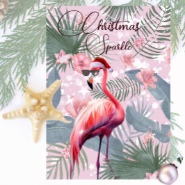 Tarjeta de saludo Flamingo Tropical Lights navidad