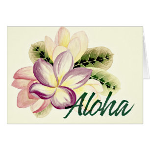 Tarjeta de saludo floral Aloha Bonito Plumeria Isl