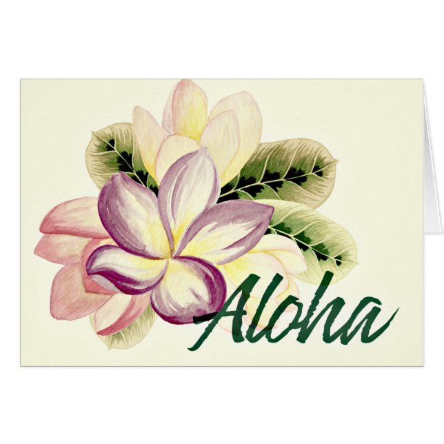 Tarjeta de saludo floral Aloha Bonito Plumeria Isl (Anverso (Horizontal))