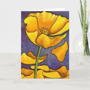 Tarjeta de saludo floral "Amarillo Poppy #1"