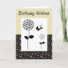 Tarjeta De Saludo Floral De Oro Y Punto Negro Resu