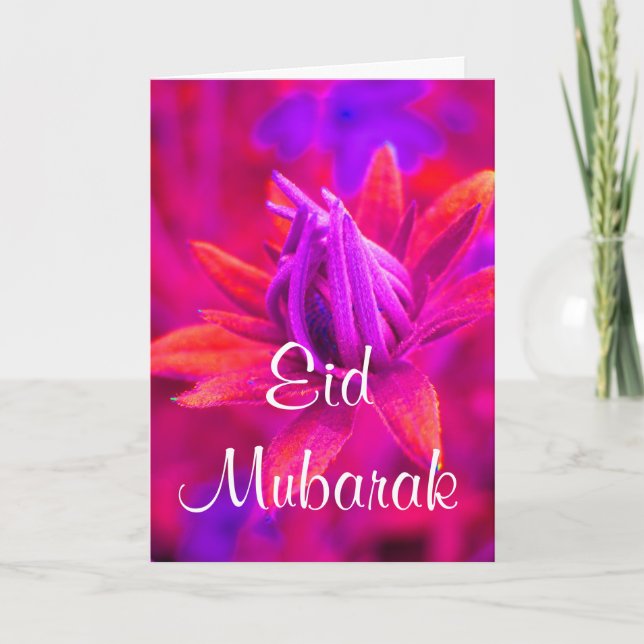 Tarjeta de saludo floral Eid mubarak (Anverso)