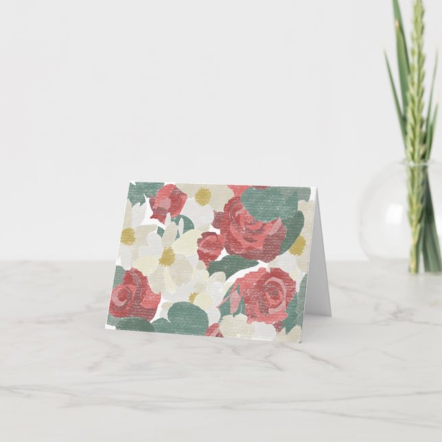 Tarjeta de saludo floral en blanco dibujada a mano (Anverso)