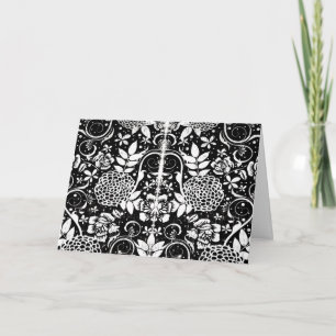 Tarjeta de saludo Floral en blanco y negro