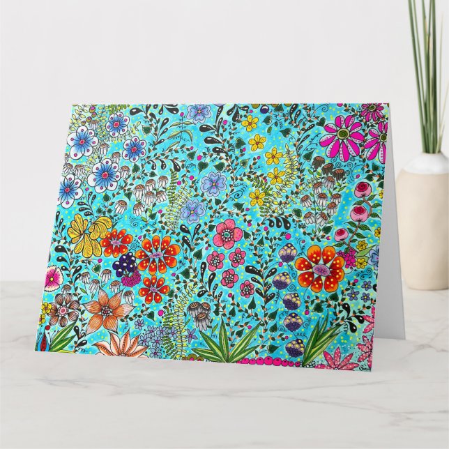 Tarjeta de saludo floral impresa de una obra de ar (Anverso)