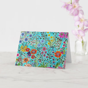 Tarjeta de saludo floral impresa de una obra de ar