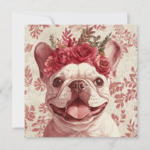Tarjeta de saludo floral roja personalizada de Bul