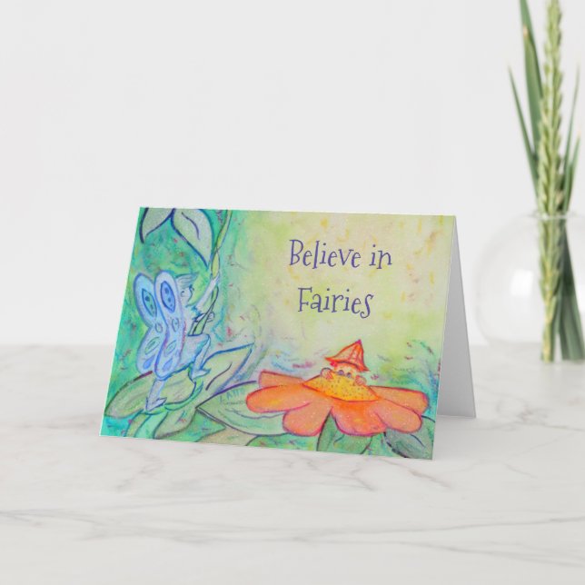 Tarjeta de saludo Flower Fairy Garden Art (Anverso)