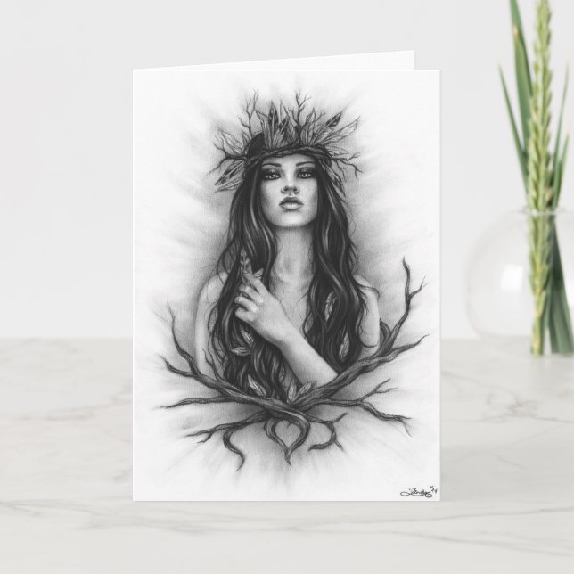 Tarjeta de saludo Foresta Dea Goddess (Anverso)