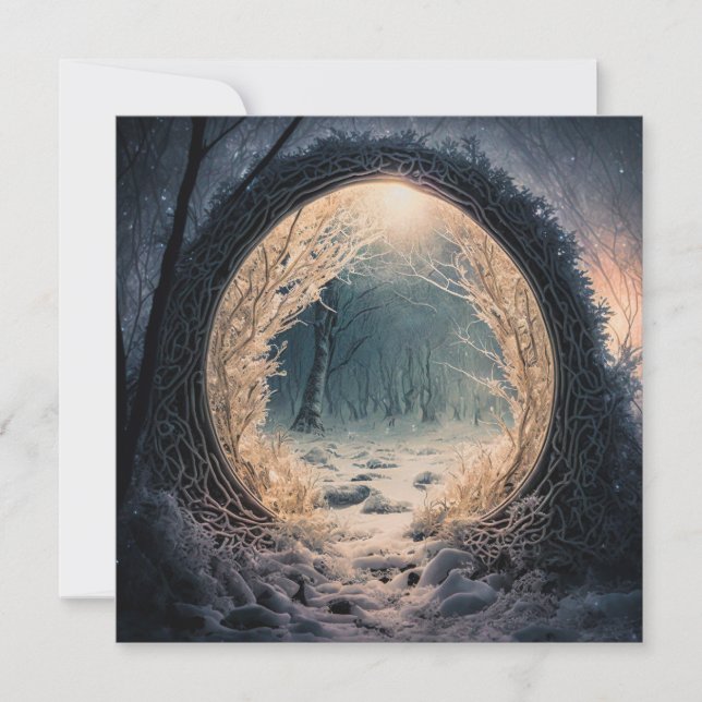 Tarjeta de saludo forestal encantada (Anverso)