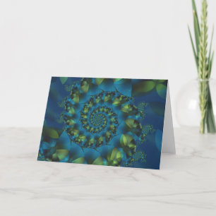 Tarjeta de saludo fractal azul y verde