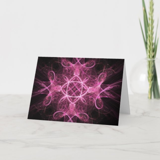 Tarjeta de saludo fractal rosa apasionada (Anverso)