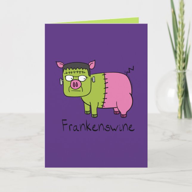 Tarjeta de saludo Frankenswine Pig Halloween (Anverso)