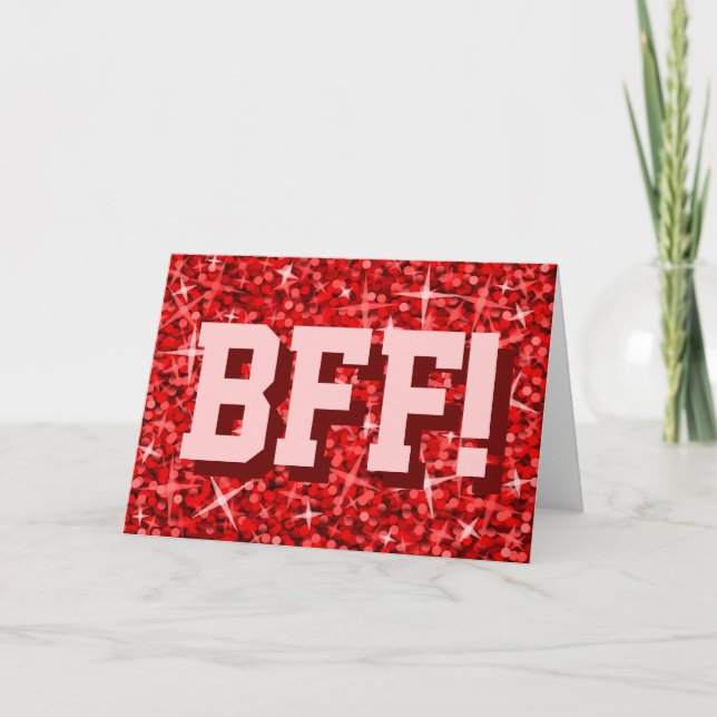 Tarjeta de saludo Glitz Red 'BFF!' (Anverso)