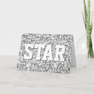Tarjeta de saludo Glitz "Silver" 'Star' 'Your Text