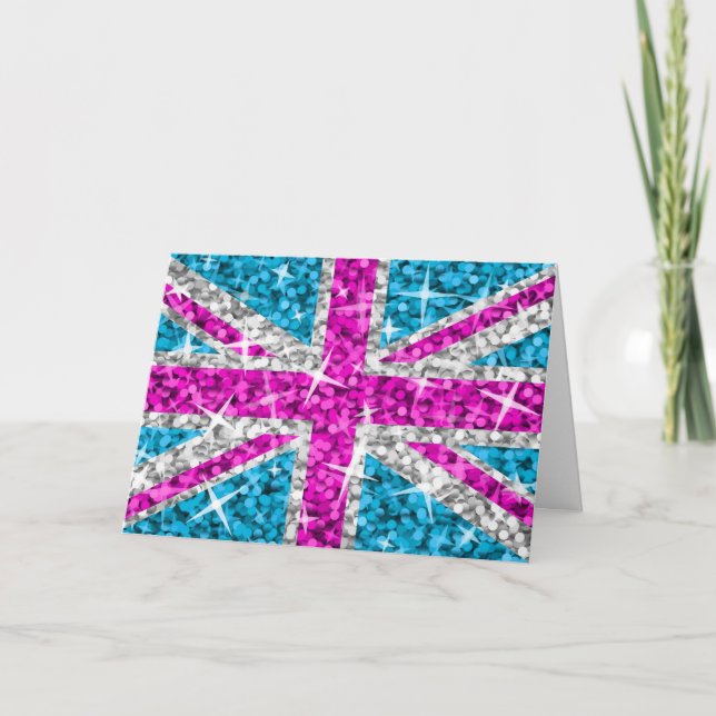 Tarjeta de saludo Glitz UK Pink 'Your Text' (Anverso)