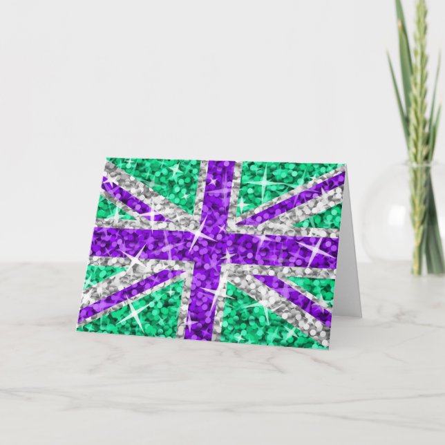 Tarjeta de saludo Glitz UK Purple 'Your Text' (Anverso)