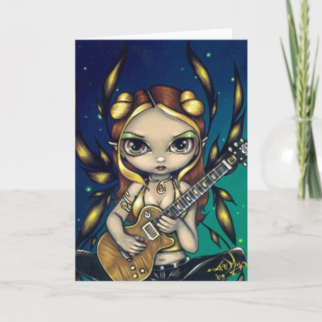 Tarjeta de saludo "Golden Guitar Fairy" (Anverso)