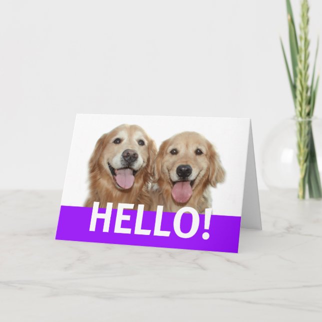 Tarjeta de saludo Golden Retriever Hello (Anverso)