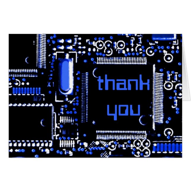Tarjeta de saludo 'Gracias' de Circuit Blue 2 (Anverso (Horizontal))