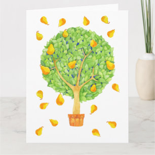 Tarjeta de saludo grande Pear Tree Pears Blank