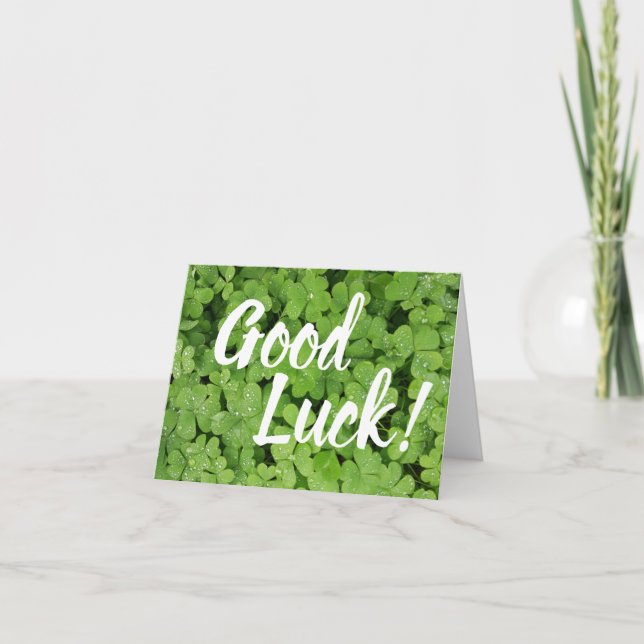 Tarjeta de saludo Green Shamrock Good Luck (Anverso)
