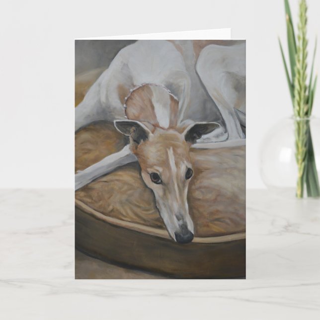 Tarjeta de saludo Greyhound Dog Art (Anverso)