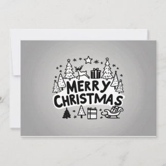 Tarjeta de saludo gris de navidad navideña